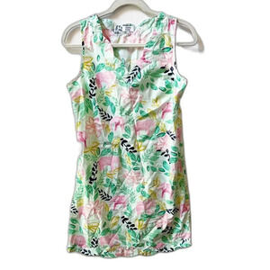 Crown & Ivy Elephant Sleeveless Shift Dress Women’s 4 Scalloped Neck Novelty **